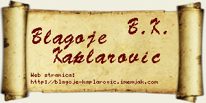 Blagoje Kaplarović vizit kartica